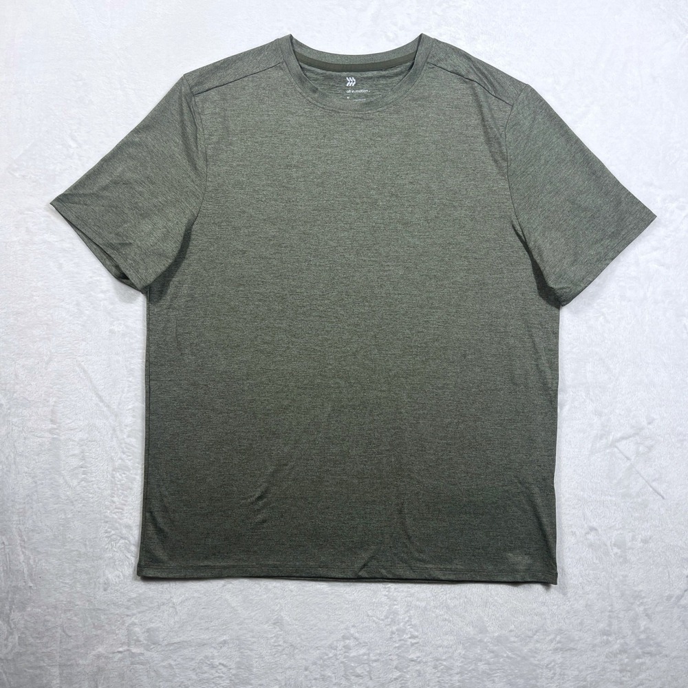 All in Motion Mens Soft Stretch T-Shirt Olive Green Heathered Size XL UPF 50+